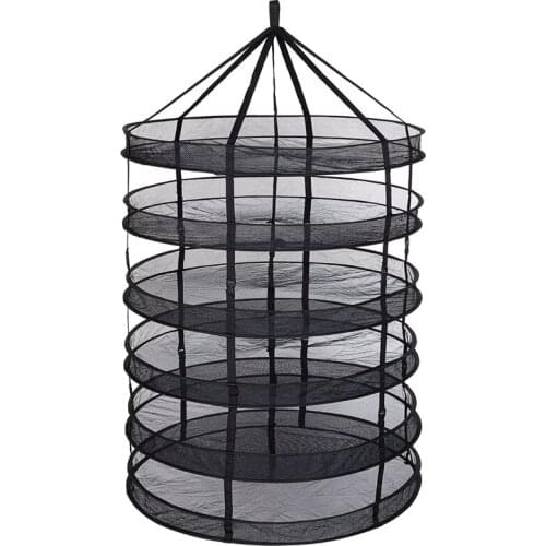 6- Layer Black Mesh Hanging Herb Drying Rack Dry Net for Storage Drying Seeds (3FT 6-Layer)