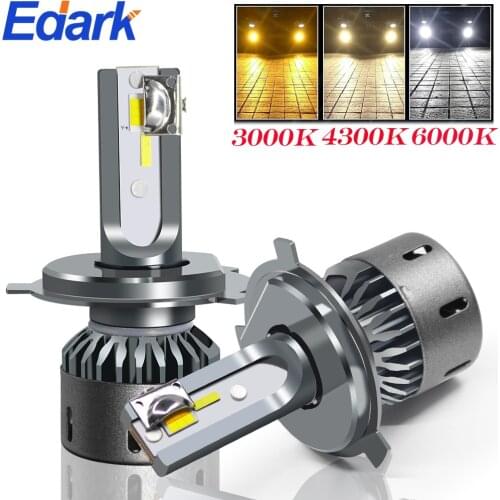 Edark 1Pair H1 H3 H7 H11 LED Headlight Bulbs 3 Color Changing Light (6000K,3000K,4300K) 9005 9006 55W 6000 Lm CSP LED Chips IP67