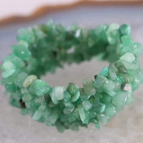 Free Shipping Fashion Jewelry Stretch Green Aventurine Weave Chip Bracelet 7" 1Pcs H050