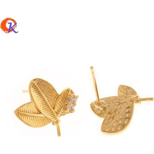 Cordial Design 40Pcs 13*14MM Jewelry Accessories/Hand Made/CZ Earrings Stud/Genuine Gold Plating/Earring Findings/DIY Making