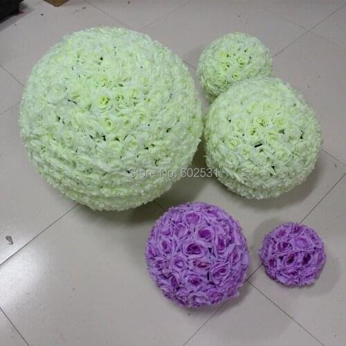 Color:ivory)Wedding Decorations Silk Kissing Pomander rose Flowers Balls Wedding bouquet Home decorations