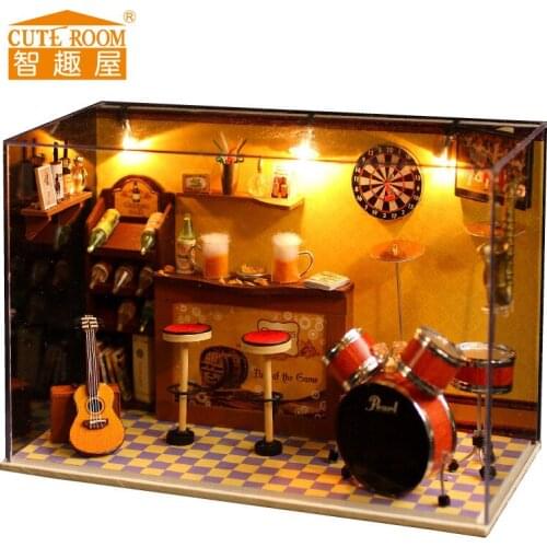 Cute Room KIds toys Diy Puppenhaus Brithday Miniature Furniture House Toys for Children Wooden House Toys Doll House JHZQW040