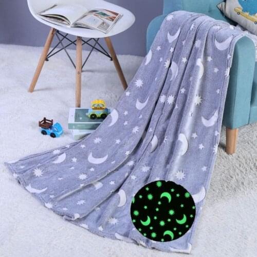 Home Fluffy Blanket Textiles Fluorescent Magic Luminous Blanket Sustainable Starry Nights Star Shining Flannel Blanket Throw