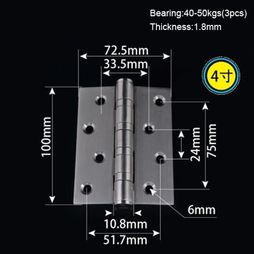 4'' Home Thickness 1.8mm Decorating Stainless Steel Door Hinge Folding Furniture Door Hinge Doors Open Bookcase