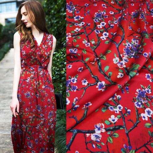 European American Spring Classic Wide-format Digital Printing Stretch Fabric High-definition Silkworm silk Satin Clothing