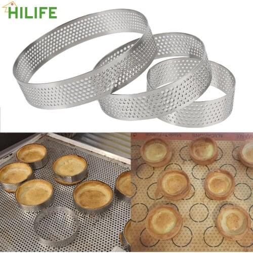 Tartlet Cake Mousse Mould 6 8 10 CM Cookies Pastry Circle Cutter Baking Tools Perforated Tart Mold Pie Ring