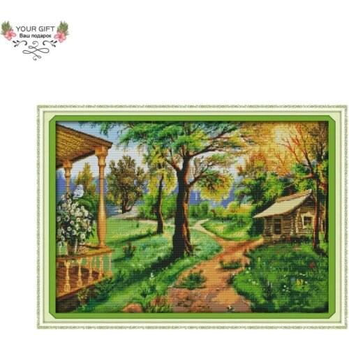 Joy Sunday Rural Scenery Home Decor F567 14CT 11CT Counted and Stamped Needlepoint Needlework Embroidery DIY Cross Stitch kit