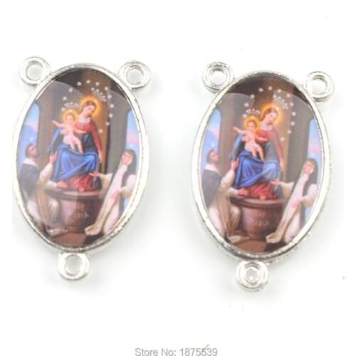 Catholic Rosary Center Our Lady of Pompeii Two side Same Pictures 50 pieces 24 mm