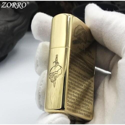 Zorro Kerosene Lighter Pure Copper Shell Brass Carving Classic Brave Warrior Men Gift Collection Outside Ignition Tool