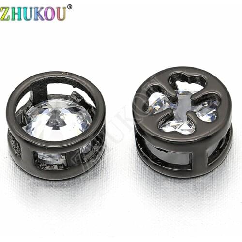 5*8mm Handmade Brass Micro Pave Cubic Zirconia Round Beads for Jewelry Findings, Mixed Color, Model: VZ167