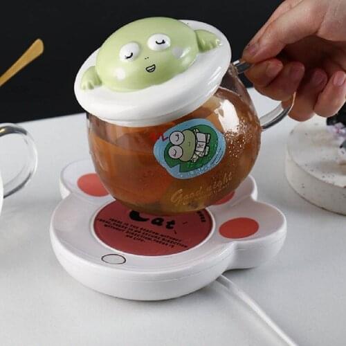 500ML High Borosilicate Glass Cup Home Office With Lid Spoon Cartoon With Straw Tea Mug Hot Milk Heating Pad Banquet Gift