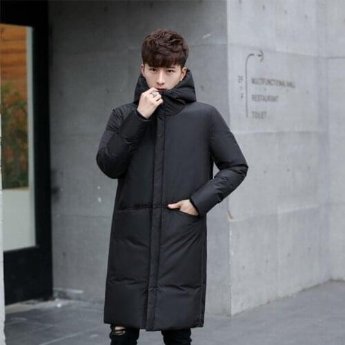 Winter New Mens Down Jacket Ultralight Duck Down Warm Coat Black Long Thick Hooded Jacket Male Windproof Overcoat Parka M-5XL