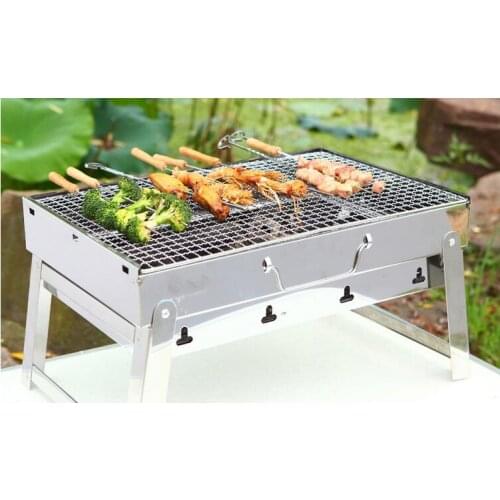 Stainless steel BBQ Grills home outdoor barbecue Portable thick folding wild charcoal barbecue tool set