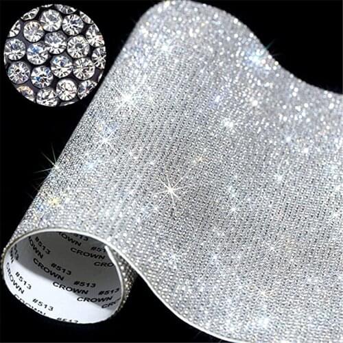 Glass Rhinestone Sticker Sheet Full Stone Crystal Mesh DIY Car Decoration Self Adhesive Embellishment Tablet