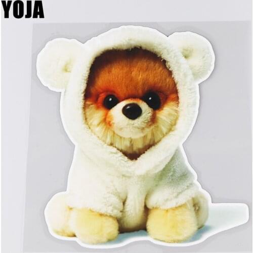 YOJA 16.3×17CM Cute Toy Pomeranian Decoration Stickers Personalized Cartoon Modified Car Accessories 19B-0024