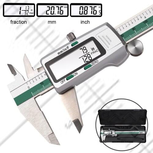 Stainless Steel Digital Display Caliper 150mm Fraction MM Inch High Precision Stainless Steel LCD Vernier Caliper