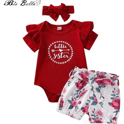 New Baby Christmas Clothes Sets Letter Print Suit Bebes Brand Clothing Set Tops+Pant+Hairband 3pcs Floral Print Girls Clothes