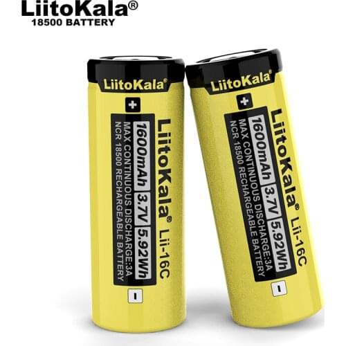 1-20PCS LiitoKala Lii-16C 18500 1600mAh 3.7 V rechargeable battery Recarregavel lithium ion battery for LED flashlight