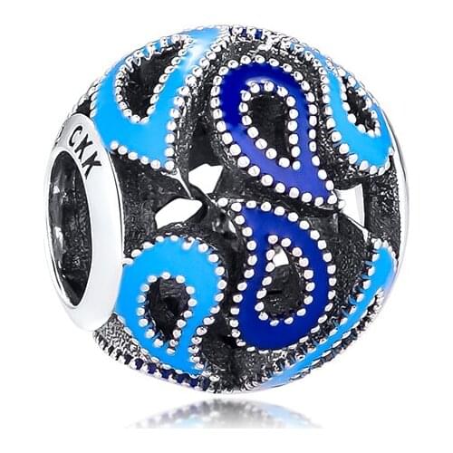 Fits for Pandora Charms Bracelets Cathedral Teardrop Beads with Blue Enamel 100% 925 Sterling-Silver-Jewelry Free Shipping