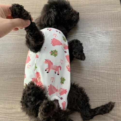 Portable Pet Jumpsuit Printed Design Anti-lick Four-legged Dog Sterilization Suit for Indoor Pet Dogs Products Supplies