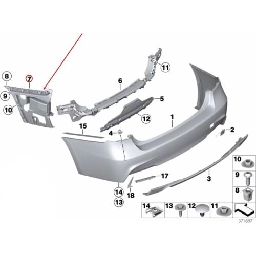 Rear bumper bracket Fixing frame Suitable for F30 328 335b mw2011-2017 Rear bumper side bracket Rear bumper positioning plate