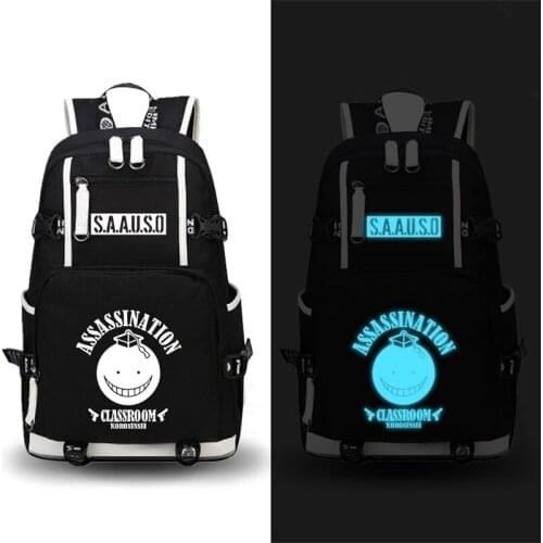 Assassination Classroom Korosensei Mochila Women Backpack Canvas School Bags Luminous Laptop Backpack Large Travel Bagpack