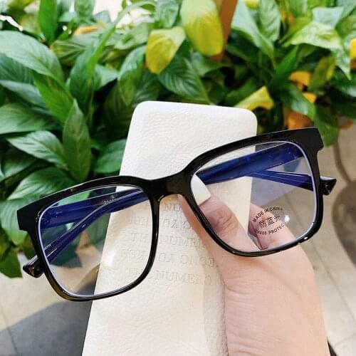Blue Light Blocking Glasses Women Men Vintage Eyeglass Women Frame Oversize Square Black Men Optical Computer Reading Eyeglasses