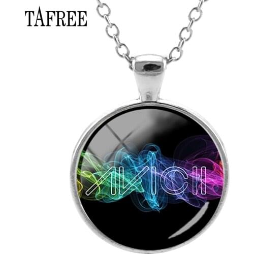 TAFREE Simple Pendant Necklace Avicii Necklace Avicii Jewelry DJ Tim Bergling Glass Cabochon Chain Necklace Avicii Fan Gift AC44