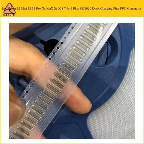 50Pcs Charging USB Port Dock Charger FPC Connector on Logic board for iPhone 12 Mini 12 11 Pro Xs Max Xr X 8 7 6s 6 Plus SE 2020