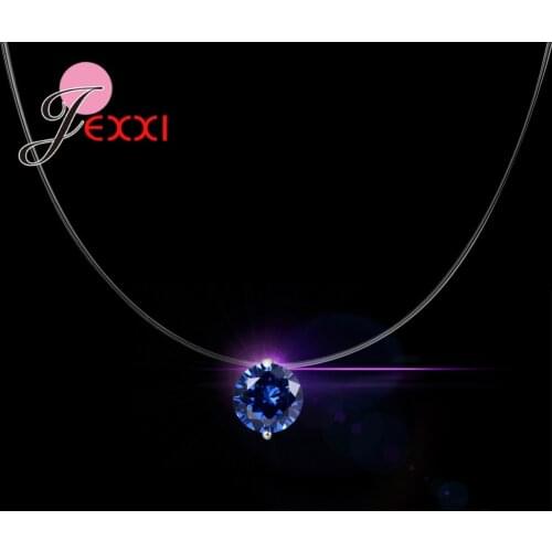 Hot Sale 8 Colours Shiny Round Fine Austrian Crystal 925 Sterling Silver Chain Women Girls Pendant Jewelry Holiday Gift