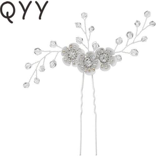 QYY Austrian Crystal Handmade Hairpin Wedding Hair Jewelry Accessories Bridal Headpieces Princess Hair Clips