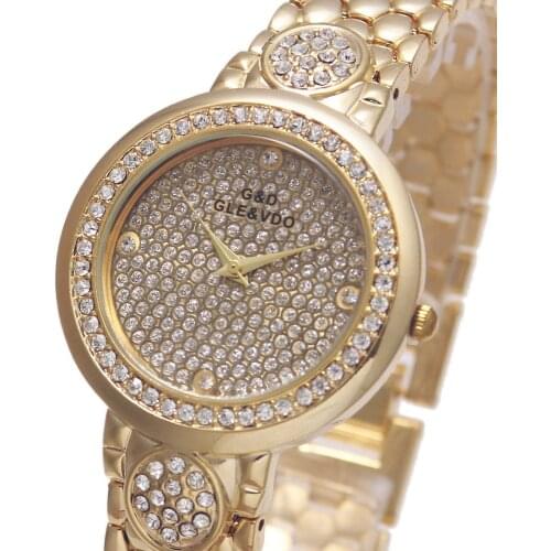 2017 Luxury Brand New G&D Women Quartz Wristwatch Stainless Steel Golden Women' Dress Watch Ladys Bracelet Watch Relojes Mujer