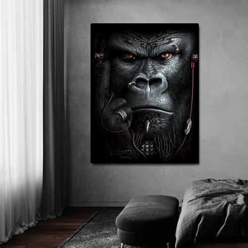 Animal Art and Gorilla Monkey Prints on Canvas Art Poster and Black and White Picture for Scandinavian Room Home One Piece Decor