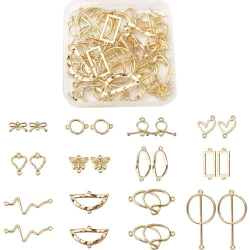 48 Pieces Mixed Shapes Alloy Links Connectors Charms Light Gold Link Charms for DIY Necklace Bracelet Jewelry Crafts Making