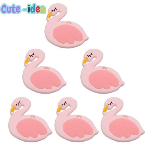 Cute-Idea 1PC Flamingo Cartoon Animal Nursing Pacifier Chain Teether Toddle Soft Baby Product Teething DIY Food Grade Handmade
