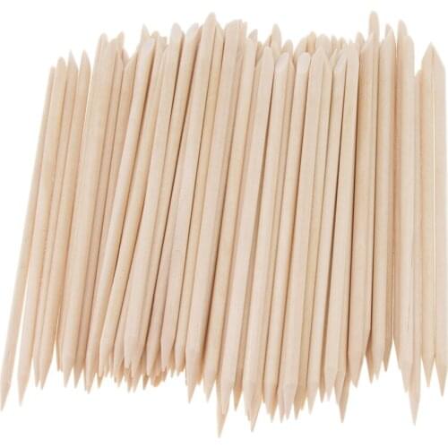 100x Disposable Nail Art Wood Stick Cuticle Pusher Remover Manicure Tool