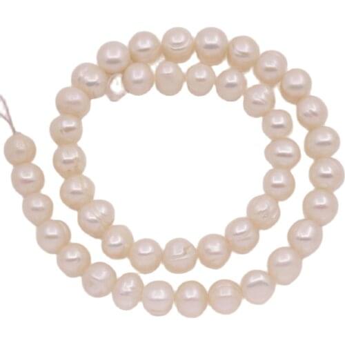 14.5" strand 10mm Oval natural white growth pearl stone loose beads