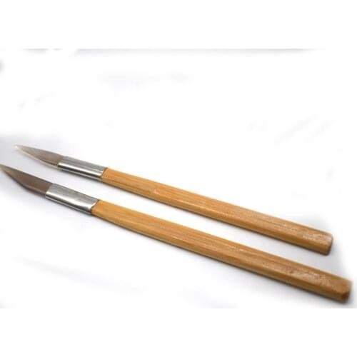 2pcs Agate Burnisher Knife Edge With Bamboo Handle Jewelry Polishing Tool
