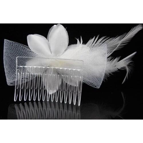 20 Pcs Bridal Hair Comb Silk Flower Feather Crystal Pearl Headpiece Wedding Accessory