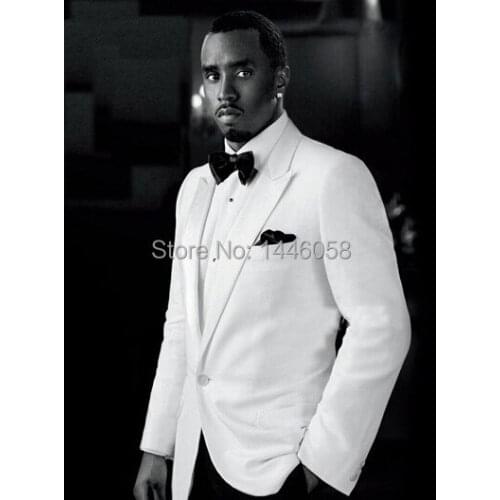 2018 Fashion Custom Made White Wedding Dress Suit For Men Slim Fit Party Clothing Mens Tuxedo Suits With Pants (Jacket+Pant+Bow)