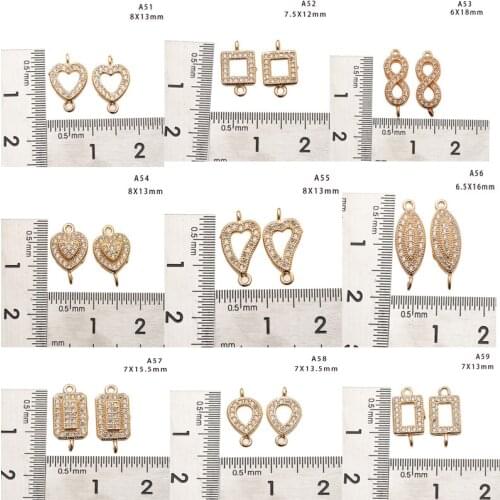 4pcs A51-A100 50styles Zircon with Brass18K Gold plated Color Charms Pendants Jewelry Making Supplies Diy Findings Accessories