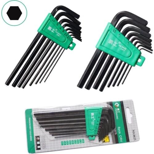 8pcs 1.5mm-6mm Hexagon Hex Allen Key Set L Type Screwdriver Hex Wrench Set Allen Key Hexagon Chromium-vanadium Steel Spanner Too