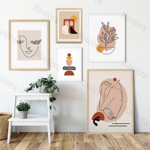 Abstract Line Orange Pattern Canvas Painting Nordic Modern Home Decoration Living Room Poster and Print Art Picture On The Wall