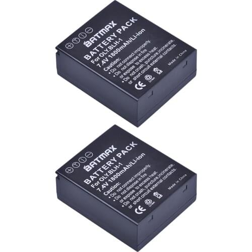 Batmax 2Pcs 1800mAh BLH-1 BLH1 Camera Battery for Olympus Digital Cameras EM1 MARK II EM1-2 EM1 Mark 2 Cameras