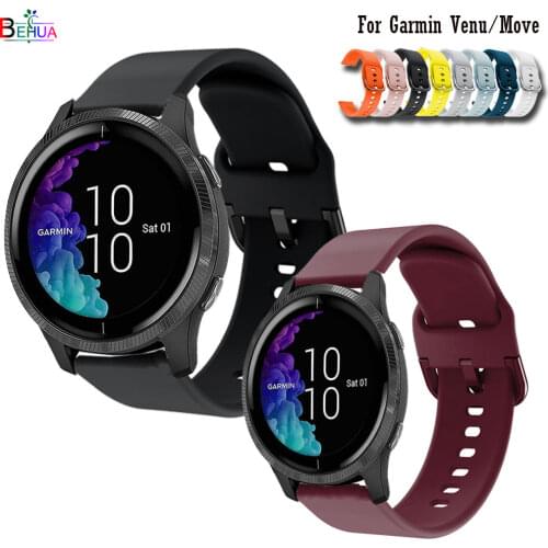 EBHUA Bracelet Accessories 20mm watchband For Garmin Venu Sport silicone Replacement watchstrap For Garmin Move 3 / Style / Luxe