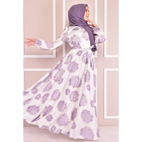 Saten Elbise Lila NEV14751