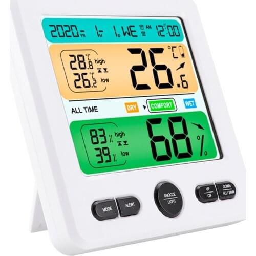 Digital Alarm Wireless USB Household High-precision Indoor Wall-mounted Gauge LCD Temperature Electronic Clock Thermometer