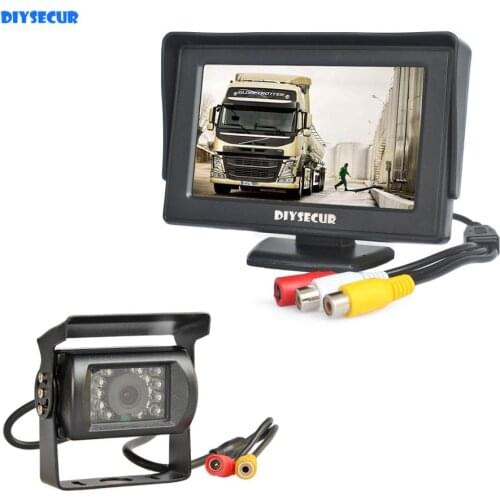 DIYSECUR Wired 4.3inch Car Monitor + Waterproof Rear View Backup Camera Parking System for Trucks Caravans Bus Motorhome