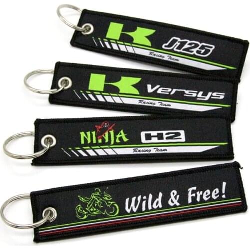 For Kawasaki Ninja H2 Versys J125 New 2019 Motorcycle Key Chain Woven Key Ring Tag Label Chain Black Car Keychain