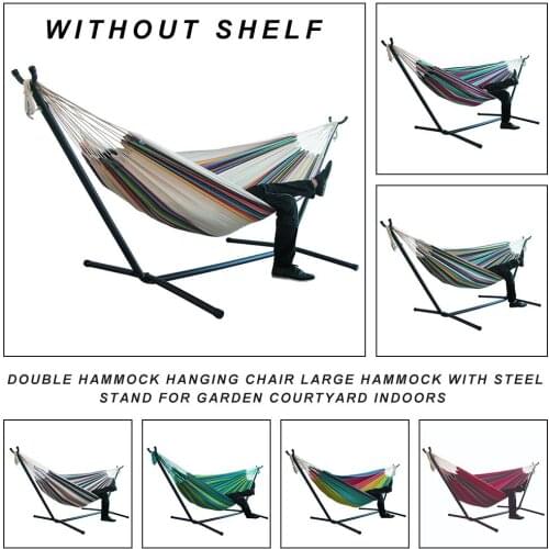 Canvas Double Hammock Hanging Chair Large Hammock Without Steel Stand For Garden Courtyard Indoors Easy Installation (no Shelf)